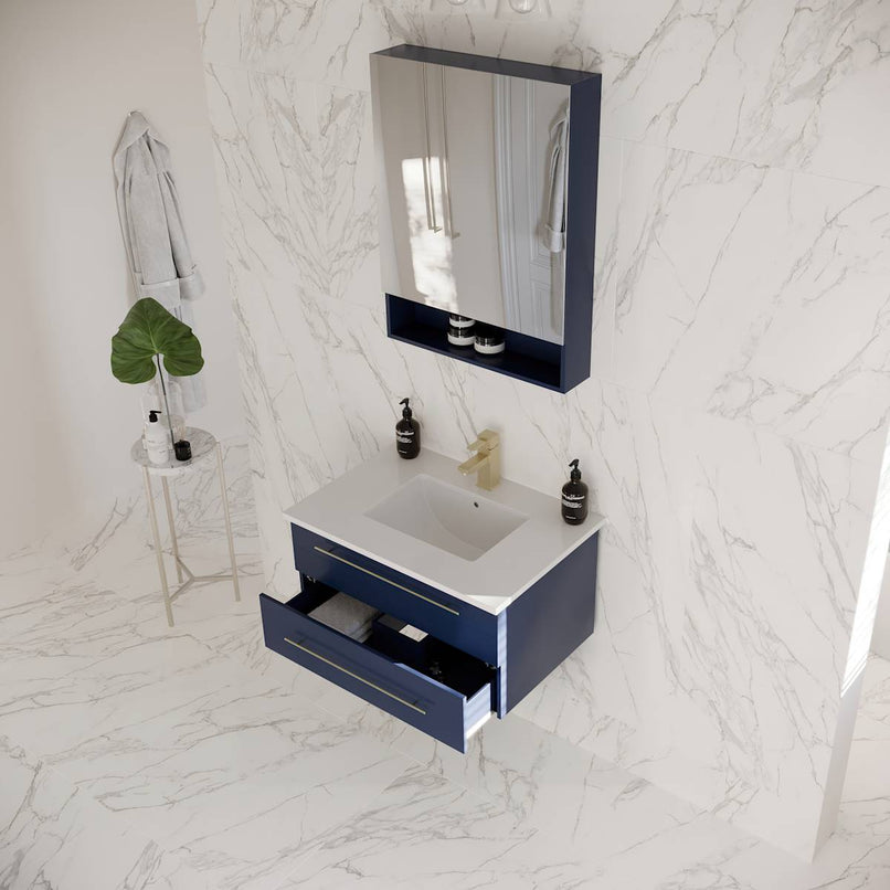 Lucera 30" Wall Mounted Single Basin Vanity Set with Cabinet, Quartz Vanity Top, and Medicine Cabinet - image 12