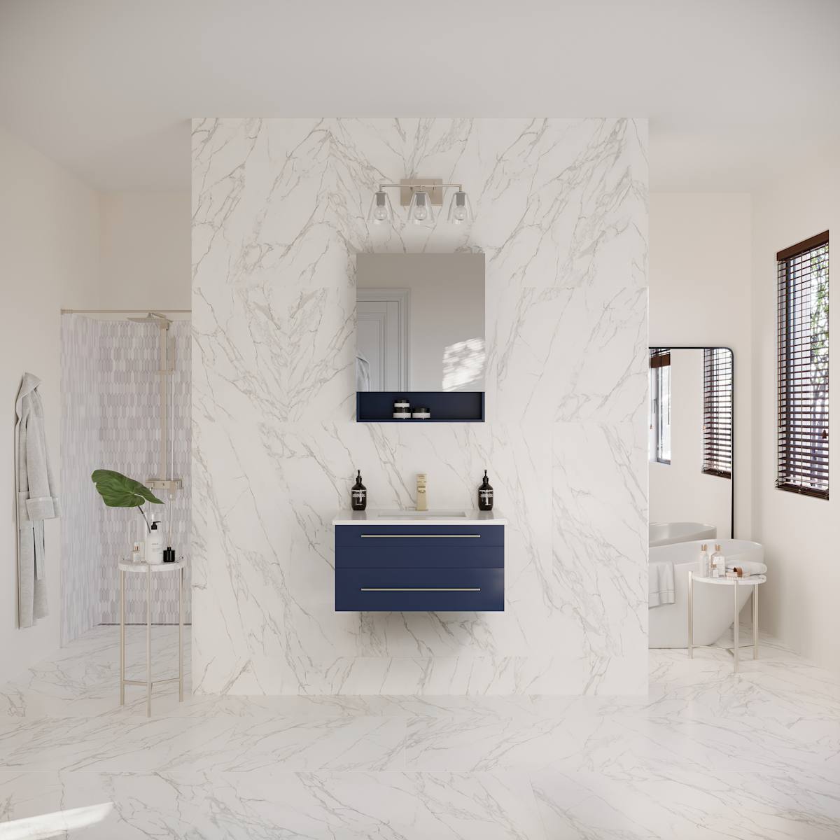 Lucera 30" Wall Mounted Single Basin Vanity Set with Cabinet, Quartz Vanity Top, and Medicine Cabinet - image 14