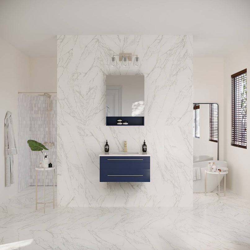 Lucera 30" Wall Mounted Single Basin Vanity Set with Cabinet, Quartz Vanity Top, and Medicine Cabinet - image 14