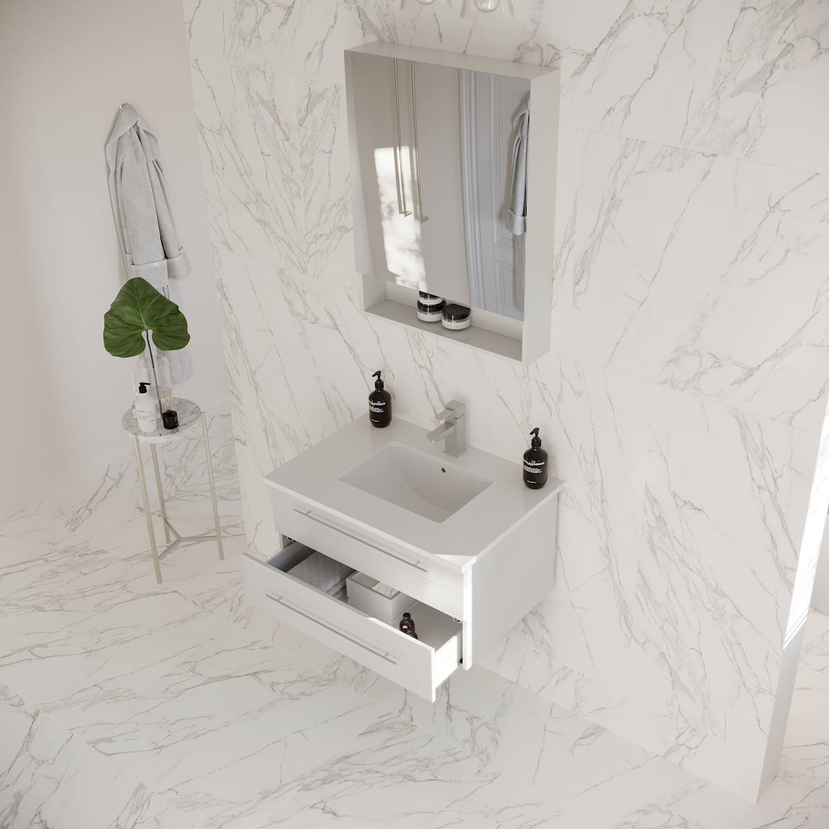 Lucera 30" Wall Mounted Single Basin Vanity Set with Cabinet, Quartz Vanity Top, and Medicine Cabinet - image 17