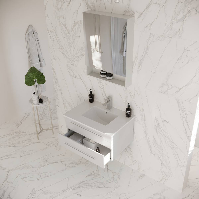 Lucera 30" Wall Mounted Single Basin Vanity Set with Cabinet, Quartz Vanity Top, and Medicine Cabinet - image 17