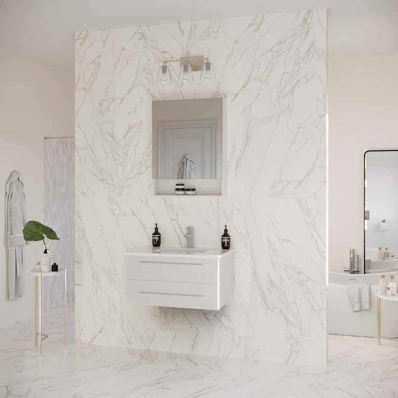 Lucera 30" Wall Mounted Single Basin Vanity Set with Cabinet, Quartz Vanity Top, and Medicine Cabinet - image 18