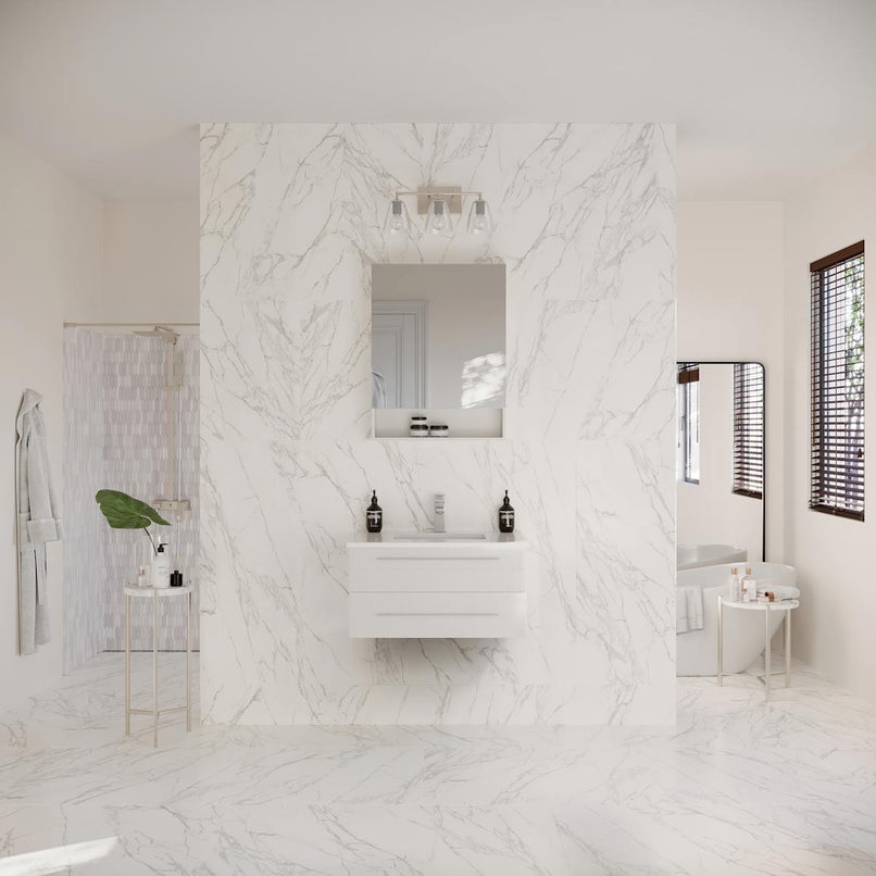 Lucera 30" Wall Mounted Single Basin Vanity Set with Cabinet, Quartz Vanity Top, and Medicine Cabinet - image 19