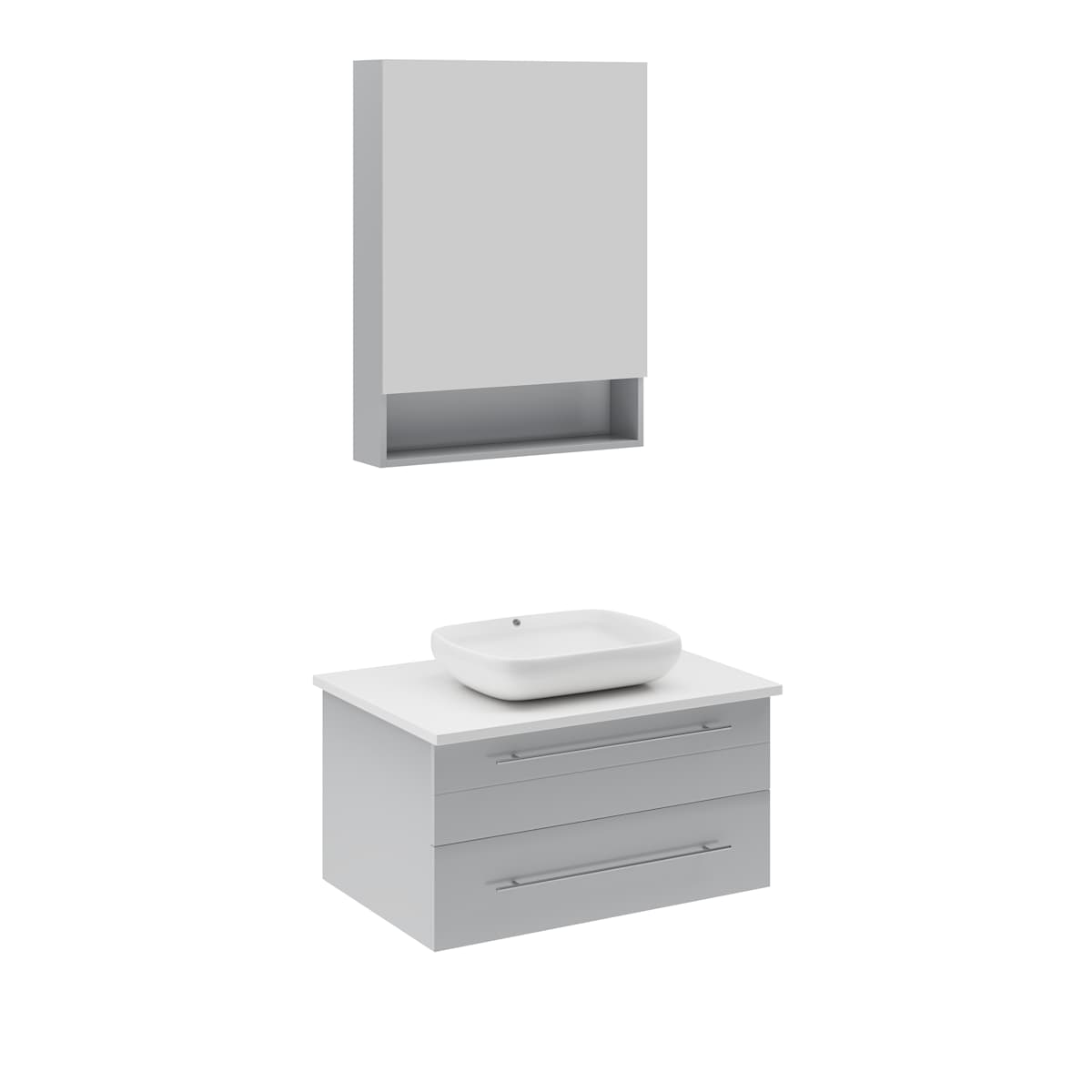 Lucera 30" Wall Mounted Single Basin Vanity Set with Cabinet, Quartz Vanity Top, and Medicine Cabinet
