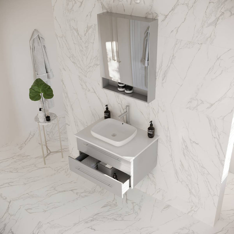 Lucera 30" Wall Mounted Single Basin Vanity Set with Cabinet, Quartz Vanity Top, and Medicine Cabinet - image 6