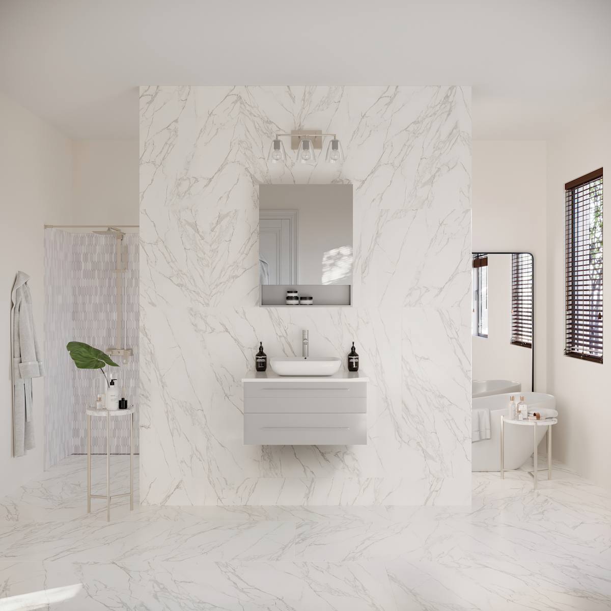 Lucera 30" Wall Mounted Single Basin Vanity Set with Cabinet, Quartz Vanity Top, and Medicine Cabinet