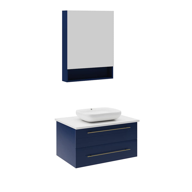Lucera 30" Wall Mounted Single Basin Vanity Set with Cabinet, Quartz Vanity Top, and Medicine Cabinet - image 11