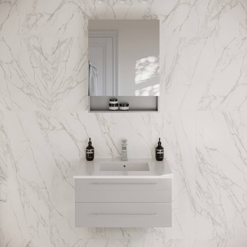 Lucera 30" Wall Mounted Single Basin Vanity Set with Cabinet, Quartz Vanity Top, and Medicine Cabinet - image 1