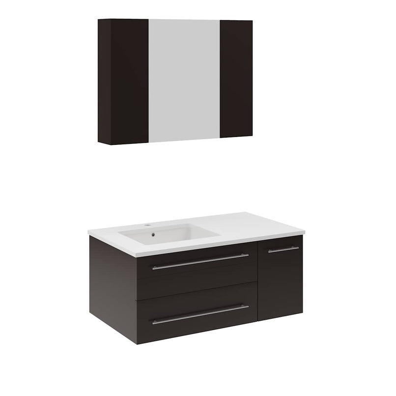 Lucera 36" Wall Mounted Single Basin Vanity Set with Cabinet, Quartz Vanity Top, Medicine Cabinet, and Left Offset Rectangular Sink - image 2