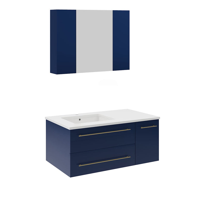 Lucera 36" Wall Mounted Single Basin Vanity Set with Cabinet, Quartz Vanity Top, Medicine Cabinet, and Left Offset Rectangular Sink - image 14