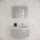 Lucera 36" Wall Mounted Single Basin Vanity Set with Cabinet, Quartz Vanity Top, Medicine Cabinet, and Right Offset Rectangular Sink - image 1