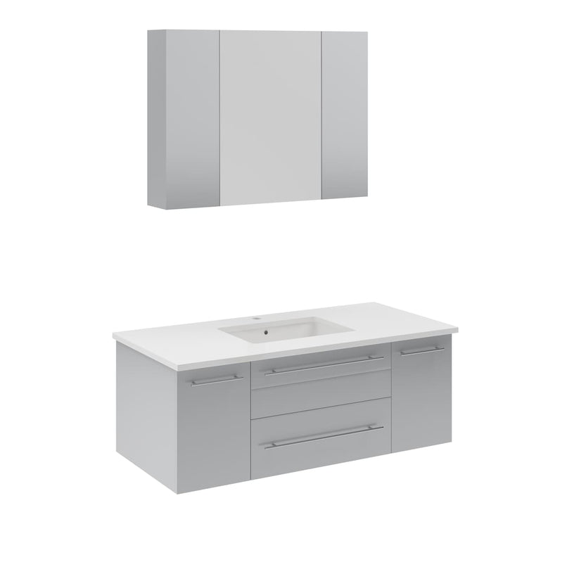 Lucera 42" Wall Mounted Single Basin Vanity Set with Cabinet, Quartz Vanity Top, and Mirrored Medicine Cabinet - image 8