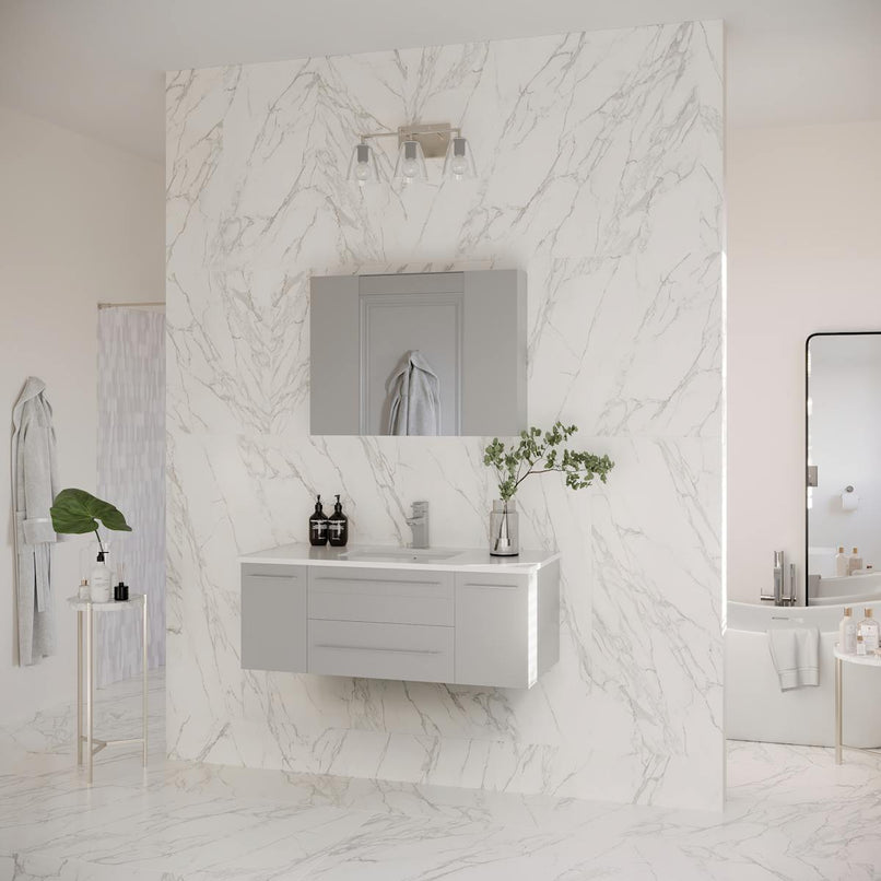 Lucera 42" Wall Mounted Single Basin Vanity Set with Cabinet, Quartz Vanity Top, and Mirrored Medicine Cabinet - image 11