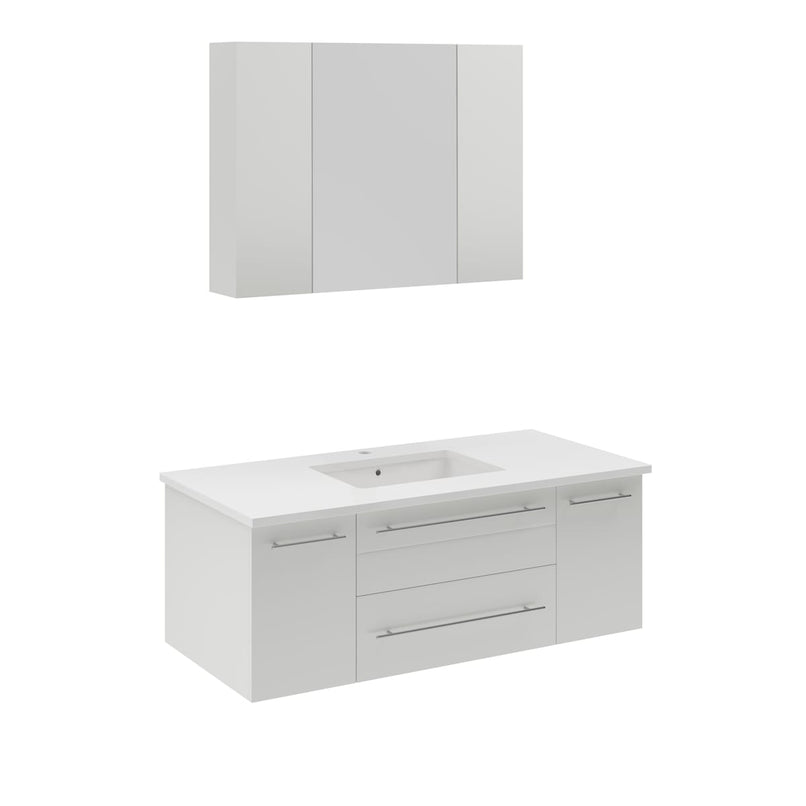 Lucera 42" Wall Mounted Single Basin Vanity Set with Cabinet, Quartz Vanity Top, and Mirrored Medicine Cabinet - image 14