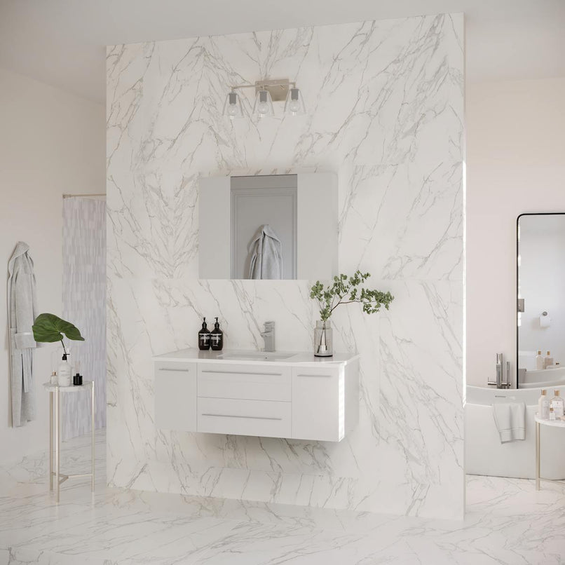 Lucera 42" Wall Mounted Single Basin Vanity Set with Cabinet, Quartz Vanity Top, and Mirrored Medicine Cabinet - image 16