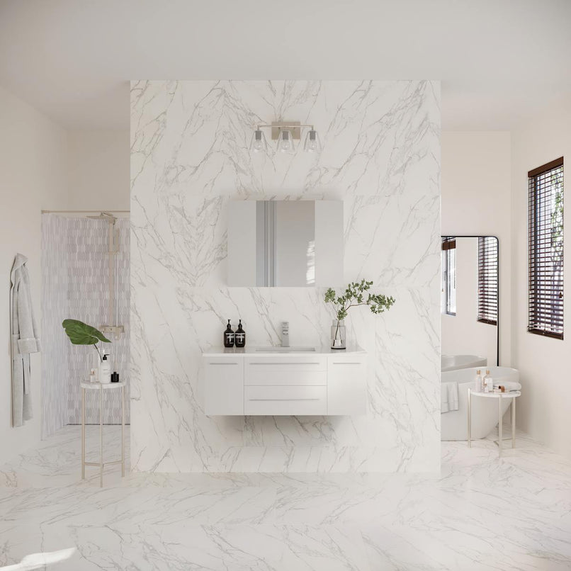 Lucera 42" Wall Mounted Single Basin Vanity Set with Cabinet, Quartz Vanity Top, and Mirrored Medicine Cabinet - image 17