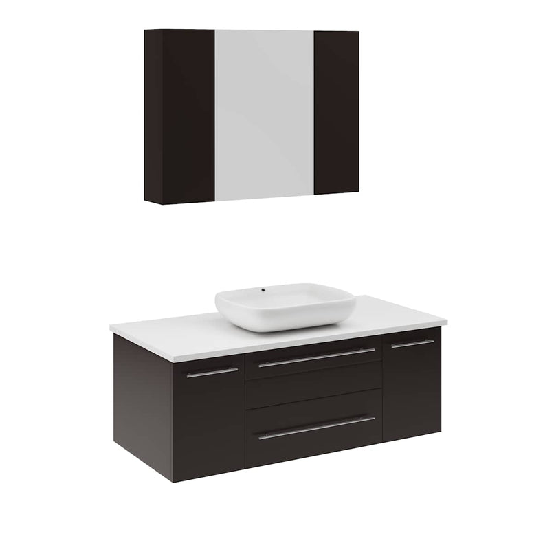 Lucera 42" Wall Mounted Single Basin Vanity Set with Cabinet, Quartz Vanity Top, and Medicine Cabinet - image 2