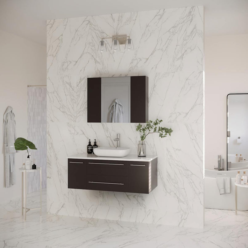 Lucera 42" Wall Mounted Single Basin Vanity Set with Cabinet, Quartz Vanity Top, and Medicine Cabinet - image 4