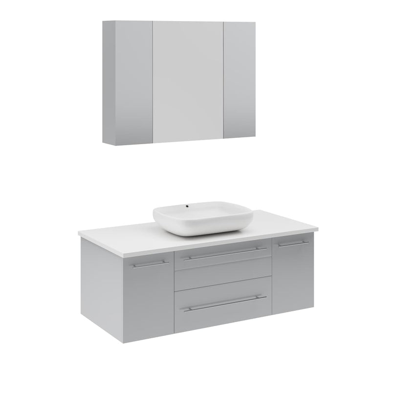 Lucera 42" Wall Mounted Single Basin Vanity Set with Cabinet, Quartz Vanity Top, and Medicine Cabinet - image 8