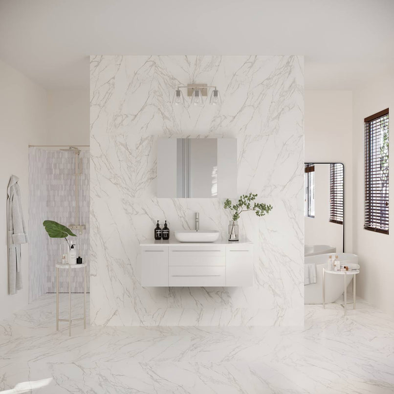 Lucera 42" Wall Mounted Single Basin Vanity Set with Cabinet, Quartz Vanity Top, and Medicine Cabinet - image 17