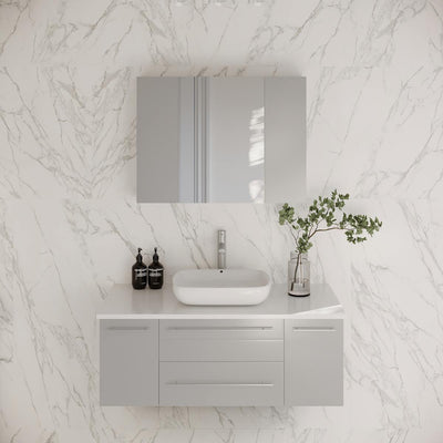 Lucera 42" Wall Mounted Single Basin Vanity Set with Cabinet, Quartz Vanity Top, and Medicine Cabinet - image 1