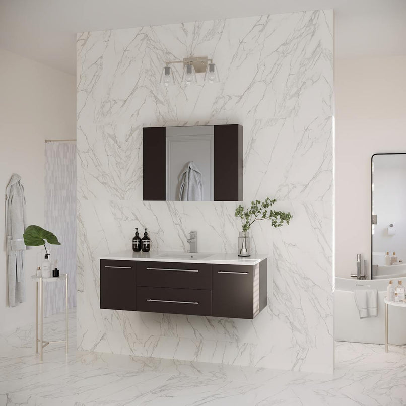 Lucera 48" Wall Mounted Single Basin Vanity Set with Cabinet, Quartz Vanity Top, and Medicine Cabinet - image 5