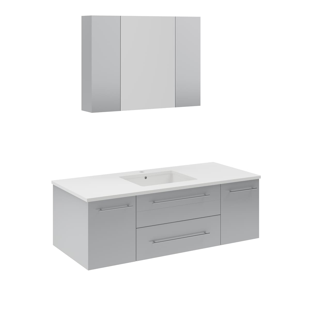 Lucera 48" Wall Mounted Single Basin Vanity Set with Cabinet, Quartz Vanity Top, and Medicine Cabinet