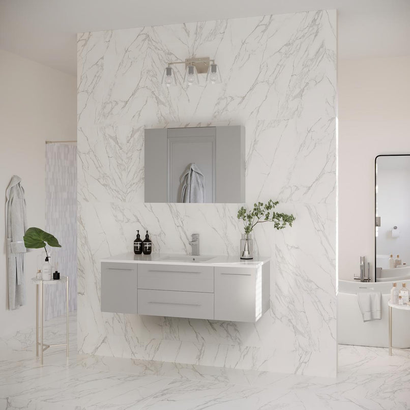 Lucera 48" Wall Mounted Single Basin Vanity Set with Cabinet, Quartz Vanity Top, and Medicine Cabinet - image 11