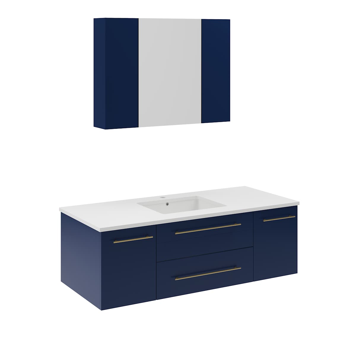 Lucera 48" Wall Mounted Single Basin Vanity Set with Cabinet, Quartz Vanity Top, and Medicine Cabinet - image 14