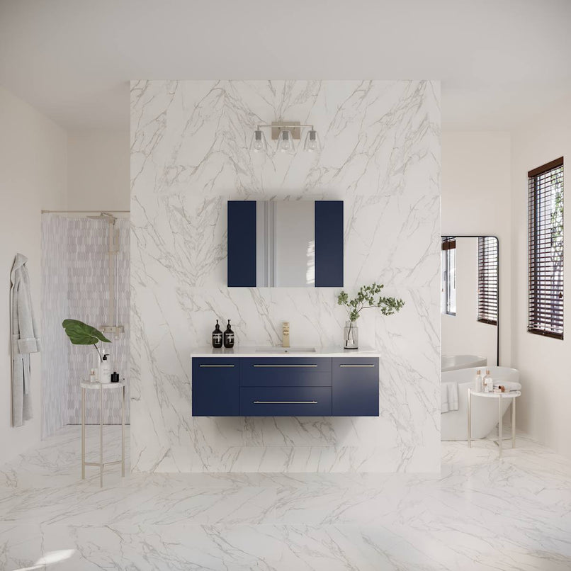 Lucera 48" Wall Mounted Single Basin Vanity Set with Cabinet, Quartz Vanity Top, and Medicine Cabinet - image 16