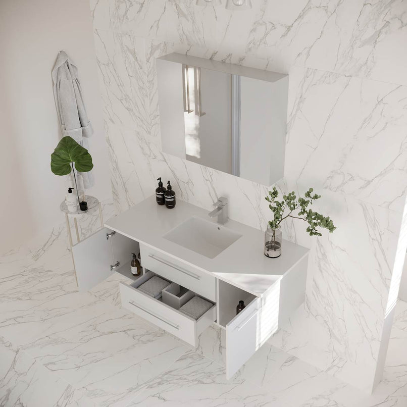 Lucera 48" Wall Mounted Single Basin Vanity Set with Cabinet, Quartz Vanity Top, and Medicine Cabinet - image 20