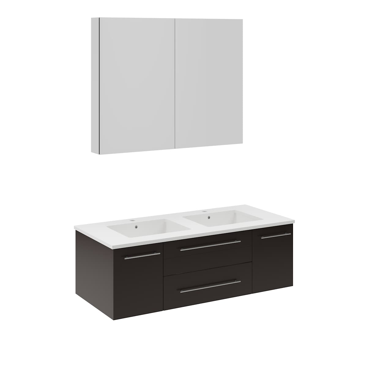 Lucera 48" Wall Mounted Double Basin Vanity Set with Cabinet, Quartz Vanity Top, and Medicine Cabinet