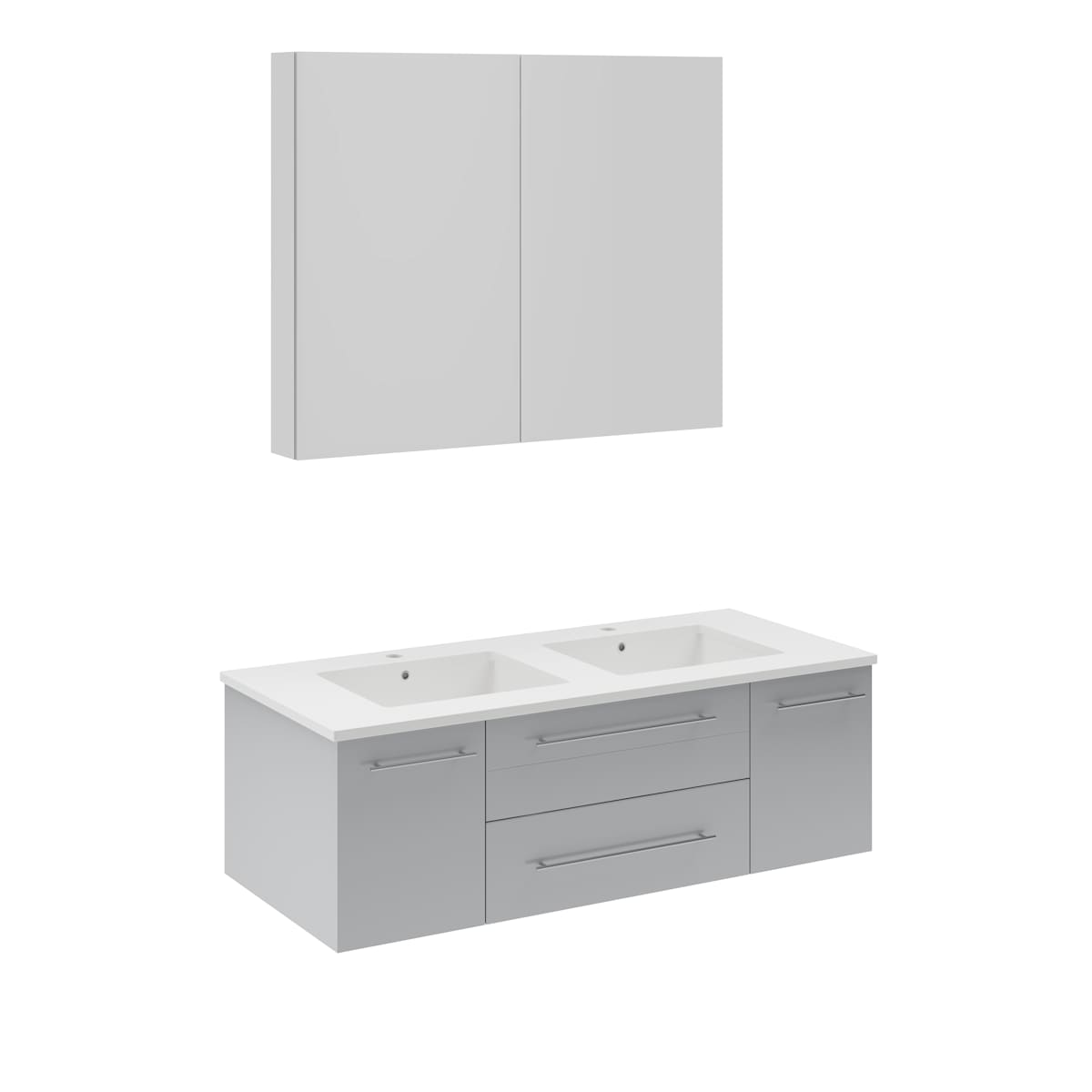 Lucera 48" Wall Mounted Double Basin Vanity Set with Cabinet, Quartz Vanity Top, and Medicine Cabinet - image 8