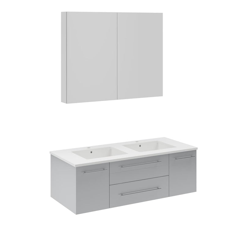 Lucera 48" Wall Mounted Double Basin Vanity Set with Cabinet, Quartz Vanity Top, and Medicine Cabinet - image 8