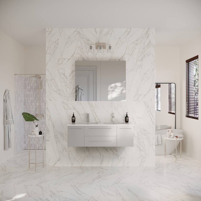 Lucera 48" Wall Mounted Double Basin Vanity Set with Cabinet, Quartz Vanity Top, and Medicine Cabinet - image 10