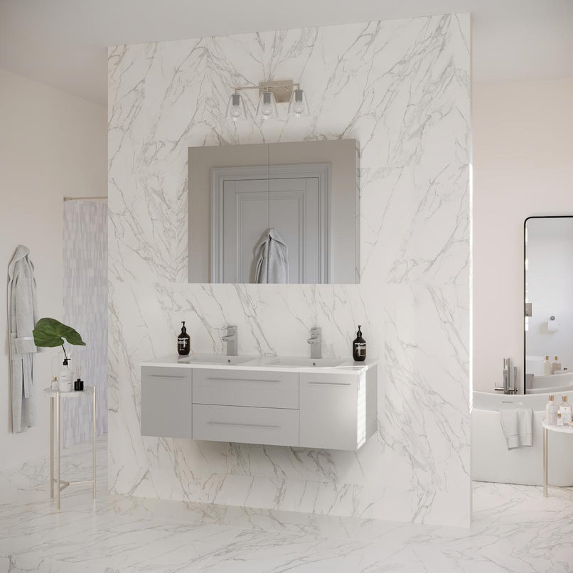 Lucera 48" Wall Mounted Double Basin Vanity Set with Cabinet, Quartz Vanity Top, and Medicine Cabinet - image 11