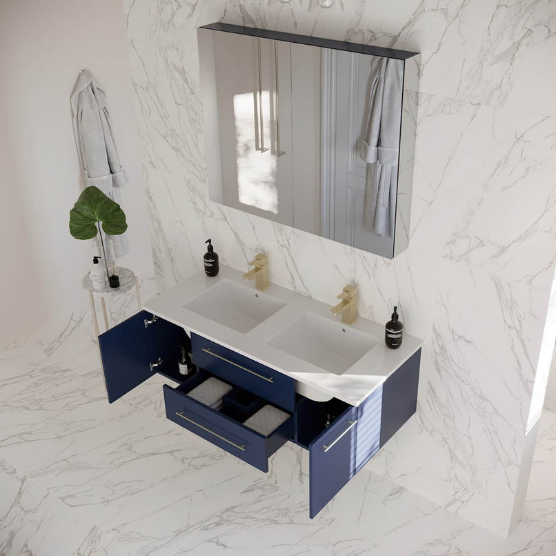 Lucera 48" Wall Mounted Double Basin Vanity Set with Cabinet, Quartz Vanity Top, and Medicine Cabinet - image 15