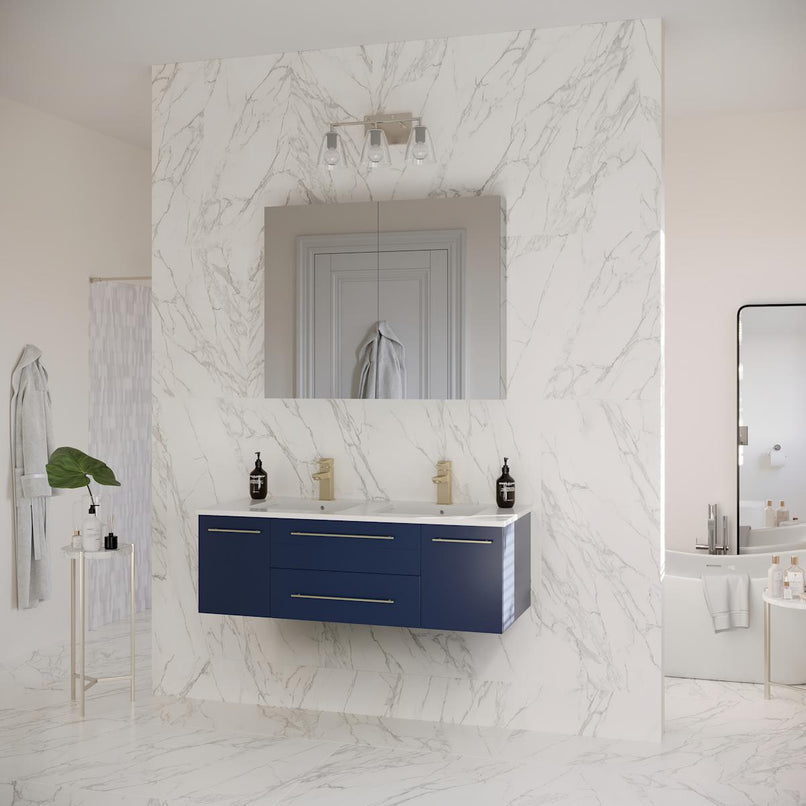 Lucera 48" Wall Mounted Double Basin Vanity Set with Cabinet, Quartz Vanity Top, and Medicine Cabinet - image 17