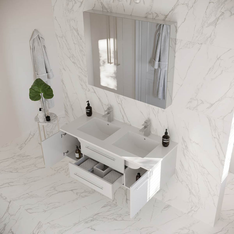 Lucera 48" Wall Mounted Double Basin Vanity Set with Cabinet, Quartz Vanity Top, and Medicine Cabinet - image 20