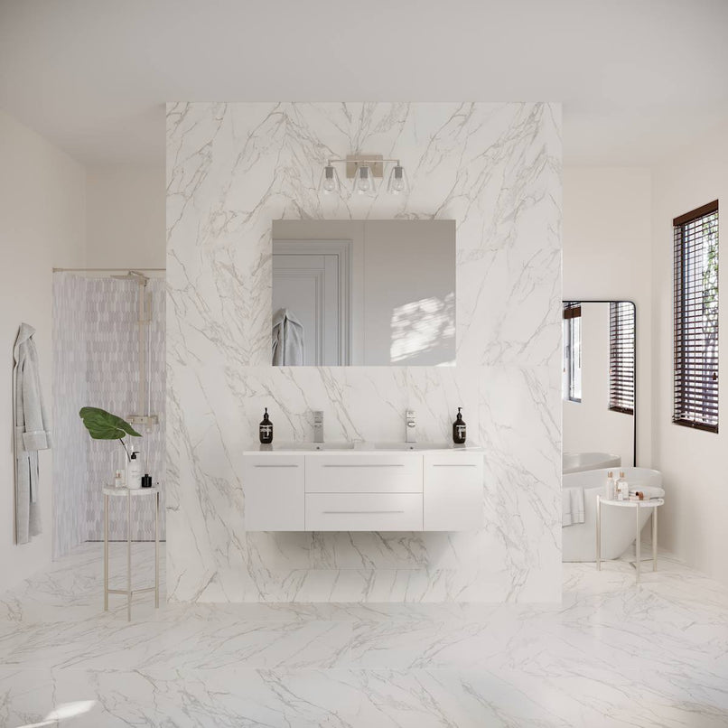 Lucera 48" Wall Mounted Double Basin Vanity Set with Cabinet, Quartz Vanity Top, and Medicine Cabinet - image 21