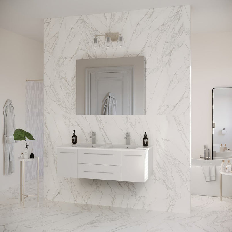 Lucera 48" Wall Mounted Double Basin Vanity Set with Cabinet, Quartz Vanity Top, and Medicine Cabinet - image 22