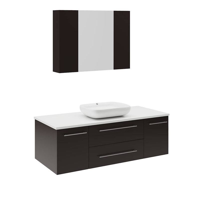 Lucera 48" Wall Mounted Single Basin Vanity Set with Cabinet, Quartz Vanity Top, and Medicine Cabinet - image 2