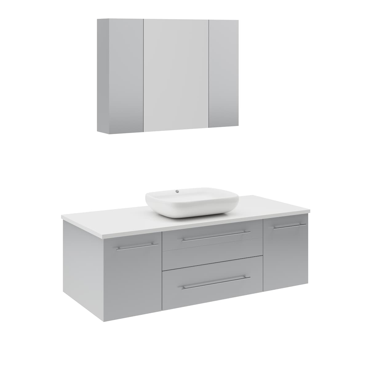 Lucera 48" Wall Mounted Single Basin Vanity Set with Cabinet, Quartz Vanity Top, and Medicine Cabinet