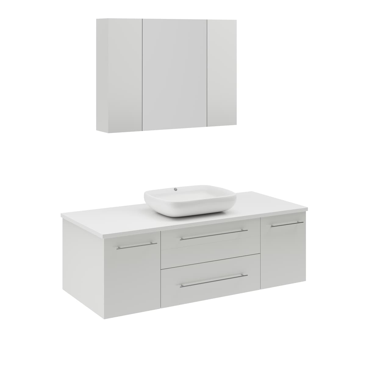 Lucera 48" Wall Mounted Single Basin Vanity Set with Cabinet, Quartz Vanity Top, and Medicine Cabinet