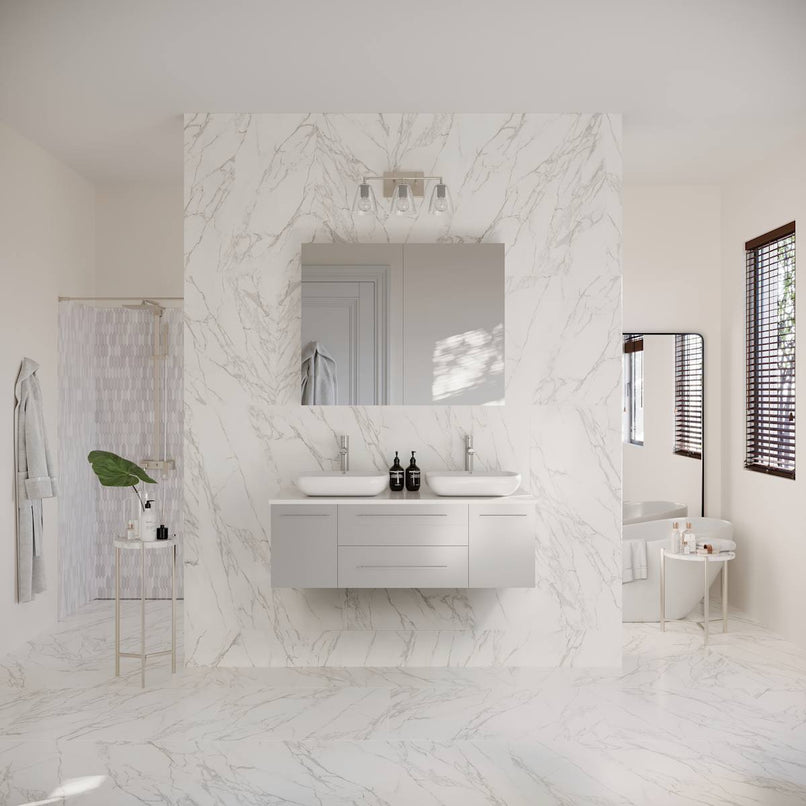 Lucera 48" Wall Mounted Double Basin Vanity Set with Cabinet, Quartz Vanity Top, and Medicine Cabinet - image 7