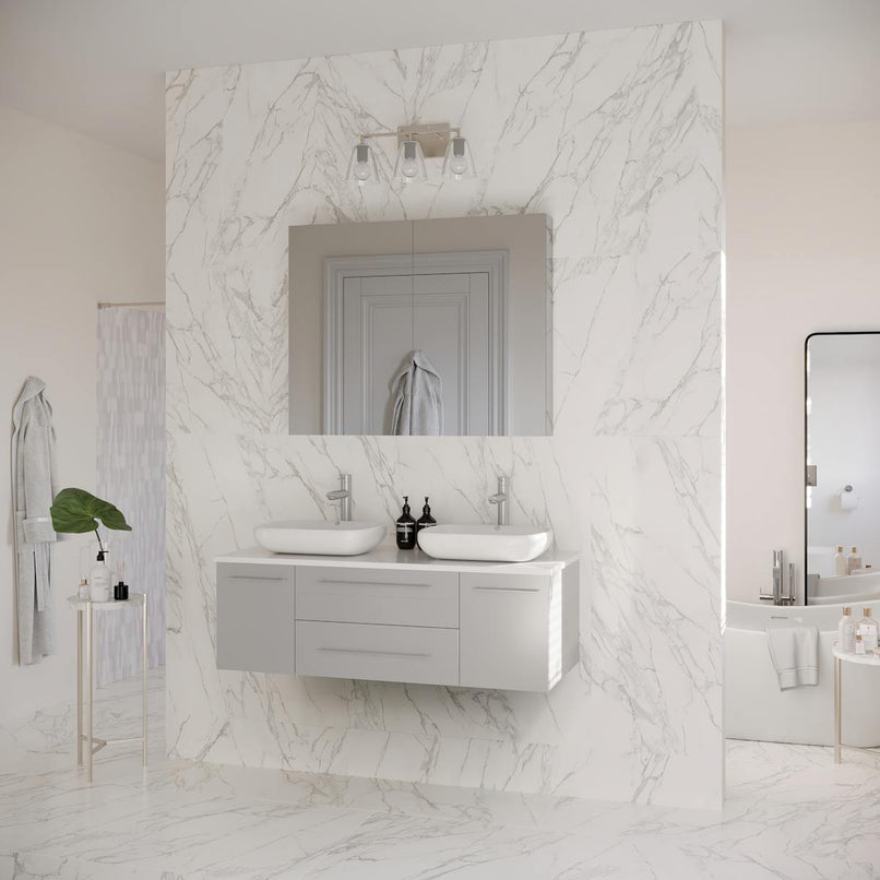 Lucera 48" Wall Mounted Double Basin Vanity Set with Cabinet, Quartz Vanity Top, and Medicine Cabinet - image 8