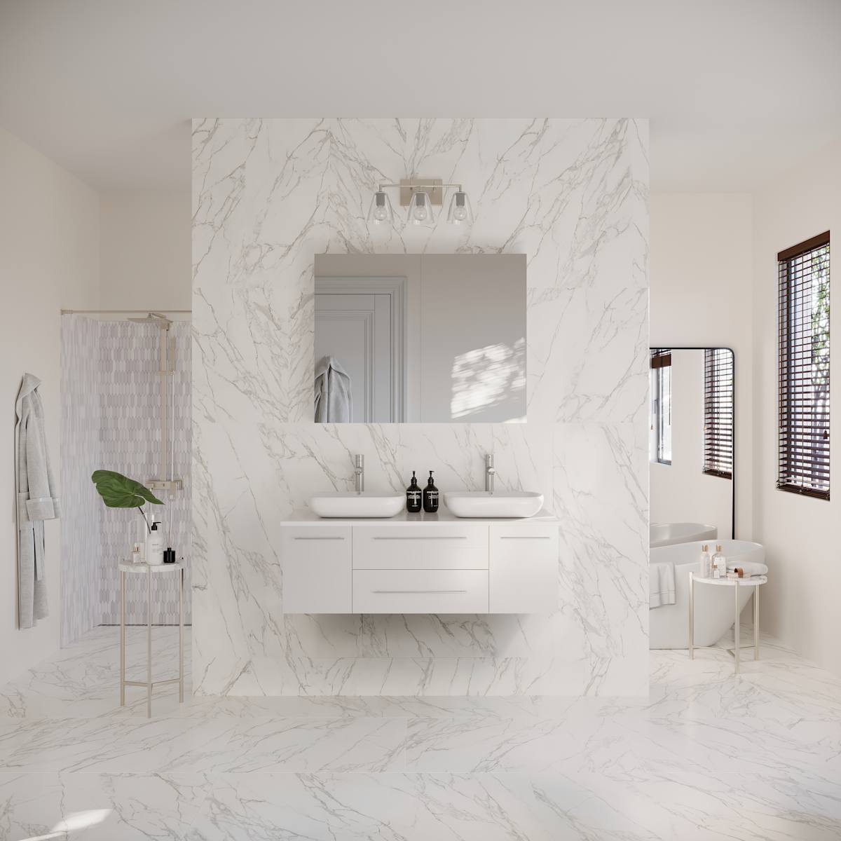 Lucera 48" Wall Mounted Double Basin Vanity Set with Cabinet, Quartz Vanity Top, and Medicine Cabinet - image 13