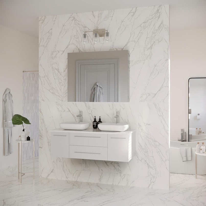 Lucera 48" Wall Mounted Double Basin Vanity Set with Cabinet, Quartz Vanity Top, and Medicine Cabinet - image 14