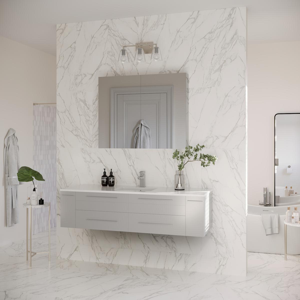 Lucera 60" Wall Mounted Single Basin Vanity Set with Cabinet, Quartz Vanity Top, and Medicine Cabinet - image 7