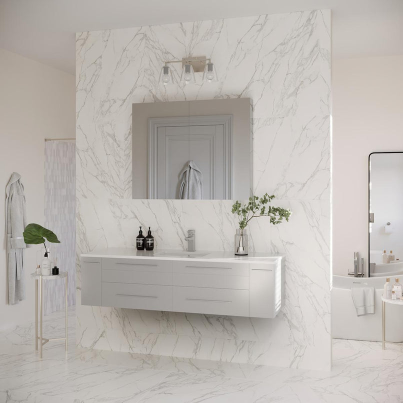 Lucera 60" Wall Mounted Single Basin Vanity Set with Cabinet, Quartz Vanity Top, and Medicine Cabinet - image 7